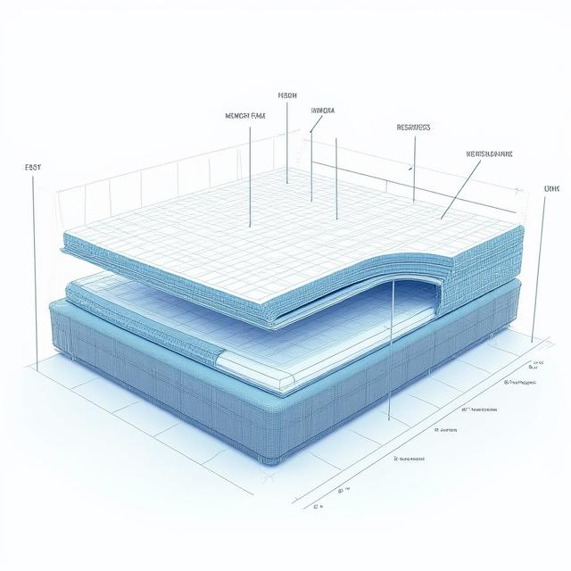 マットレスの構造を示す設計図のイラスト